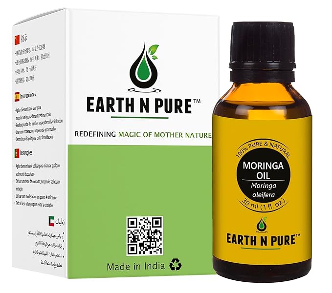 Earth N Pure Moringa Oil Cold Pressed, Natural and Therapeutic Grade 30 ml