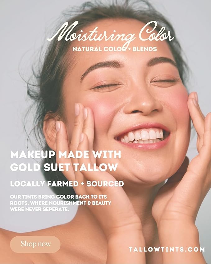 / Natural Tallow Lipstick/Tint - Buildable Natural Color (Coral Rose)