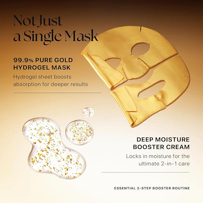Nature Republic 2-Step Ginseng Gold Silk Hydrogel face Mask, Hydrating Overnight gold mask, Ginseng Niacinamide & Silk Amino Acid,Royal Jelly Extract, Korean Skin Care 34.5g x4ea