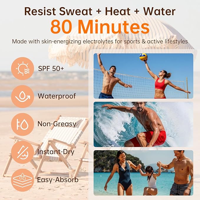 Mineral Sunscreen Spray SPF 50+ with Zinc Oxide, Reef Safe, Broad Spectrum UVA/UVB Protection for Face & Body, Water Resistant 80 Min, Non-Greasy 360° Ring Spray, 6.76 fl oz