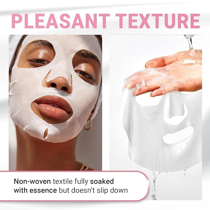 VIABEAUTY 12 Pack of Collagen Face Mask with Ceramides - Rejuvenating Facial Sheet Mask, Reduce Wrinkles & Fine Lines - Face Masks Skincare Moisturizing Collagen Mask for All Skin Types