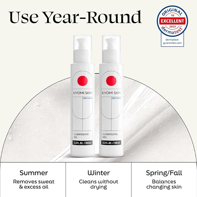 Face Cleansing Oil & Gel Cleanser Set - Hydrating Facial Skincare Kit - Gentle, Fragrance-Free Formulas for All Skin Types - Vegan