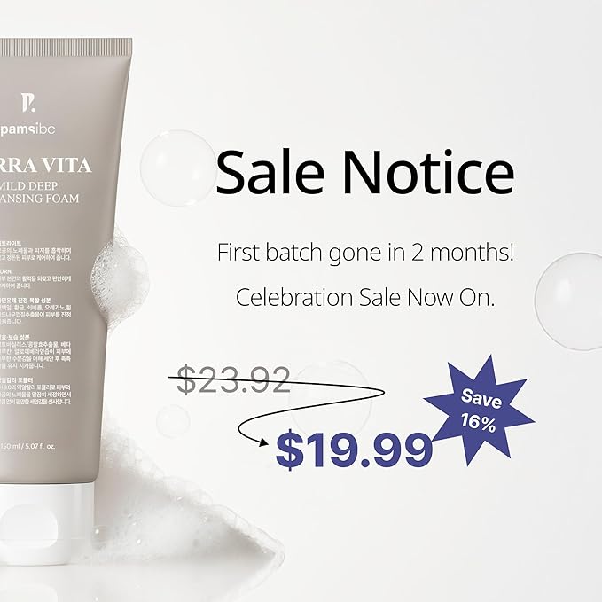 Terra Vita Mild Deep Cleansing Foam, Cleanses Without Stripping Sensitive Skin, PDRN & Hectorite 10,000ppm, Deep Pore Purifying, Developed with Korean Professional Estheticians | 5.07 fl. oz.