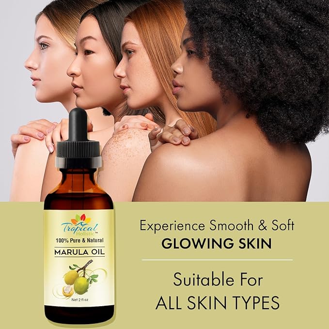 Tropical Holistic 100% Pure Organic Marula Oil 2 oz - Luxury Cold Pressed Unrefined Face Moisturizer For Skin, Hair, Body Care