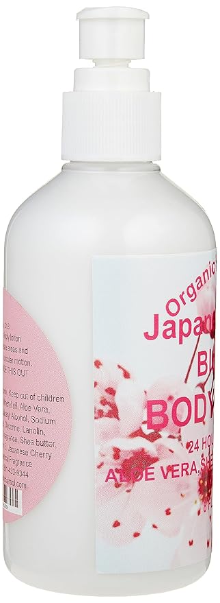 Organic Hair Solution-Body Lotion-with Soothing Aloe Vera and Vitamin E- Dry Skin, Non-Greasy-Shea Butter, Almond oil- For both Males & Females- Natural Fragrance-Vegan (Japanese Cherry Blossom)