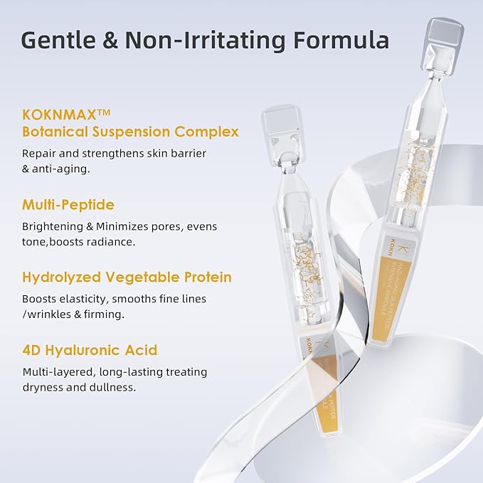 Silk Peptide Intensive Lifting Ampoule, Anti-Aging Hydrating Serum, KOKN™ Complex, Multi Peptide, Collagen, Niacinamide, 4D Hyaluronic Acid Serum for Wrinkles & Fine Lines & Radiance (1.5fl.oz)