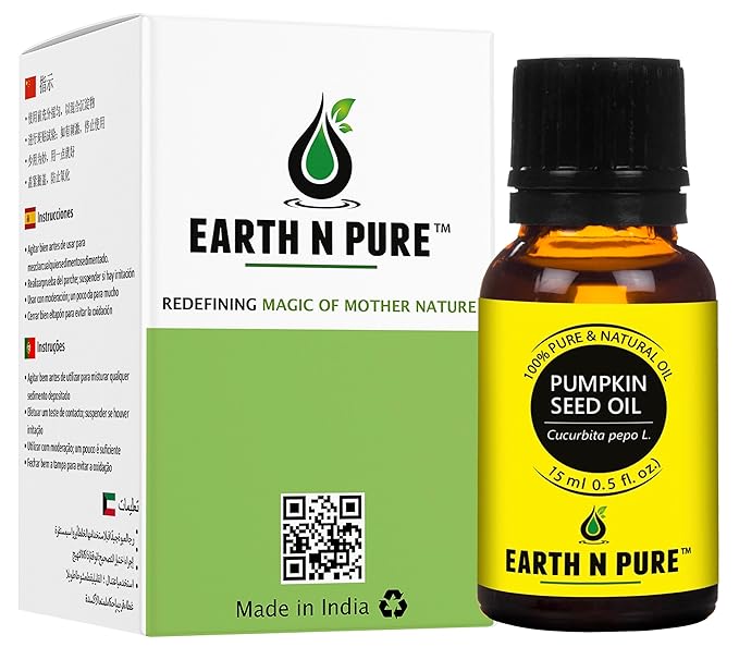 Earth N Pure Pumpkin Seed Oil (Kaddu Oil) Cold Pressed, Natural and Therapeutic Grade - 15 ml