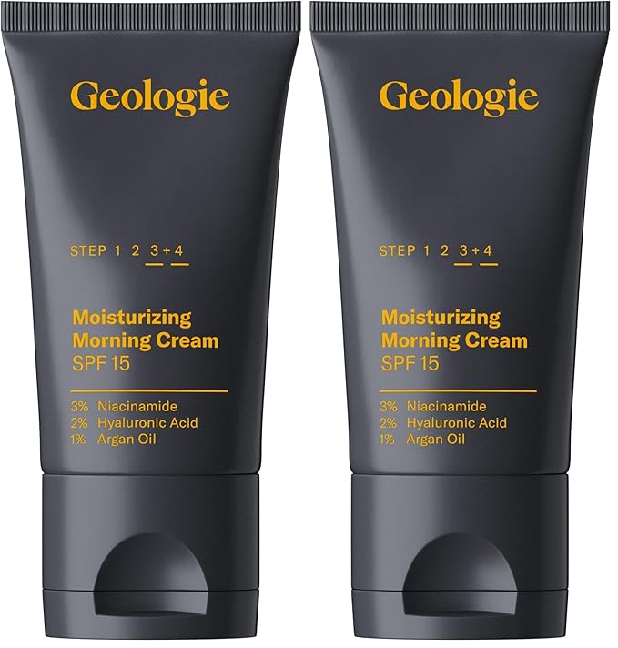 Geologie Moisturizing Face Cream with SPF 15 | Daily Hydrating Cream with Hyaluronic Acid & Niacinamide | Lightweight | For Men & Women (Pack of 2)