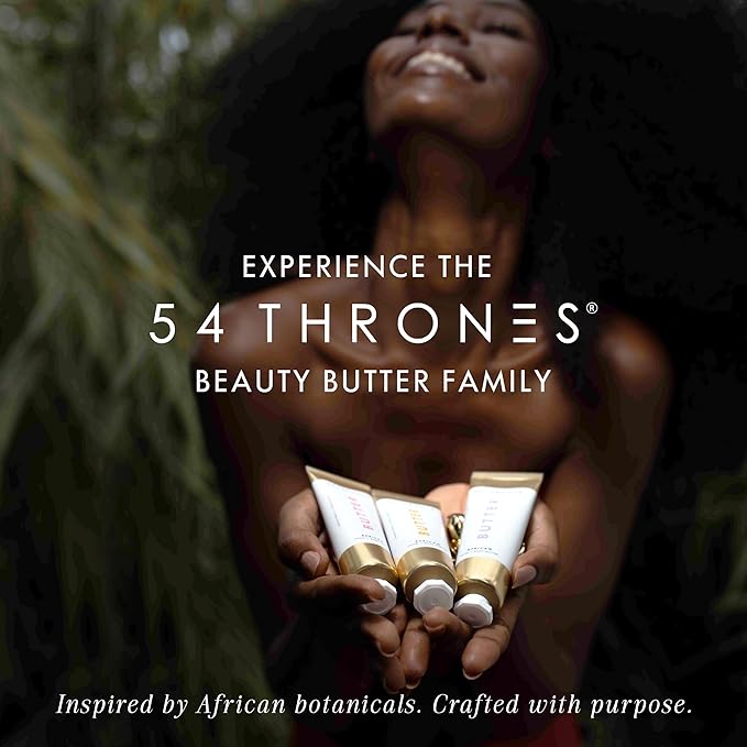 54 Thrones African Beauty Shea Butter, Intensive Dry Skin Support, Moisturizing Body Butter for Women, Body Cream, Locks in Moisture, Comorian Ylang Ylang + Egyptian Orange Blossom, 1.7 oz