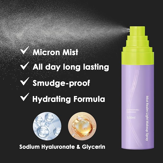 2PCS Makeup Setting Spray Set for Face, Weightless Long Lasting Waterproof Fixing Makeup Setting Face Spray, Smudge-proof, Hydrating & Refreshing Setting Spray Makeup(F)