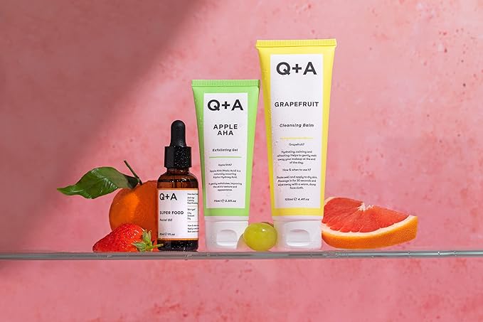 Q+A Grapefruit Cleansing Balm (125ml), Natural Makeup Remover with Cocoa Butter and Squalane, Hydrating Face Cleanser, Skincare for All Skin Types, Cleanse and Moisturize Skin