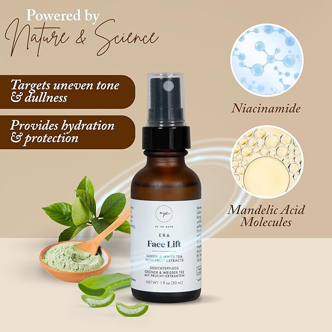 ELLA PURE 1.8 oz Face Lift Mist - Hydrating Face Spray with Green Tea & Niacinamide - Natural Skin Care Spray with Antioxidants, Amino Acids & Aloe for Brighter, Softer Complexion.