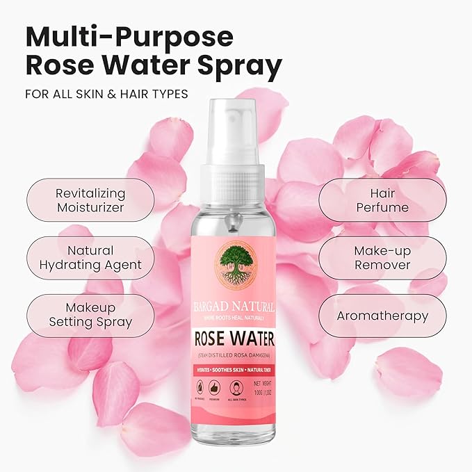 Rose Water – 100g (3.53 oz) – Steam Distilled Rosa Damascena – Natural Toner for Skin – for All Skin Types