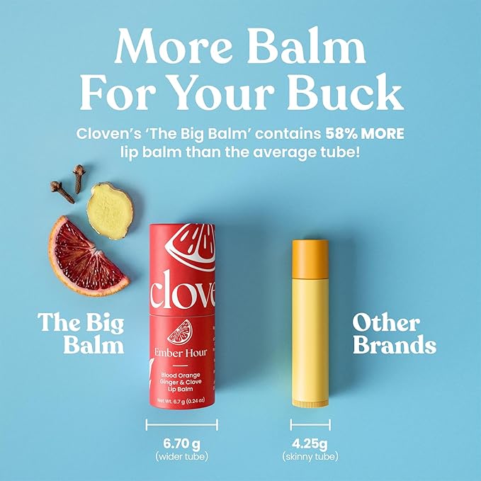 Cloven Tallow Lip Balm, Deep Hydration for Lips, Face & Dry Skin | Natural Grass-Fed, Organic Ingredients, Nourishes & Protects | Blood Orange, Ginger & Clove | Made in the USA