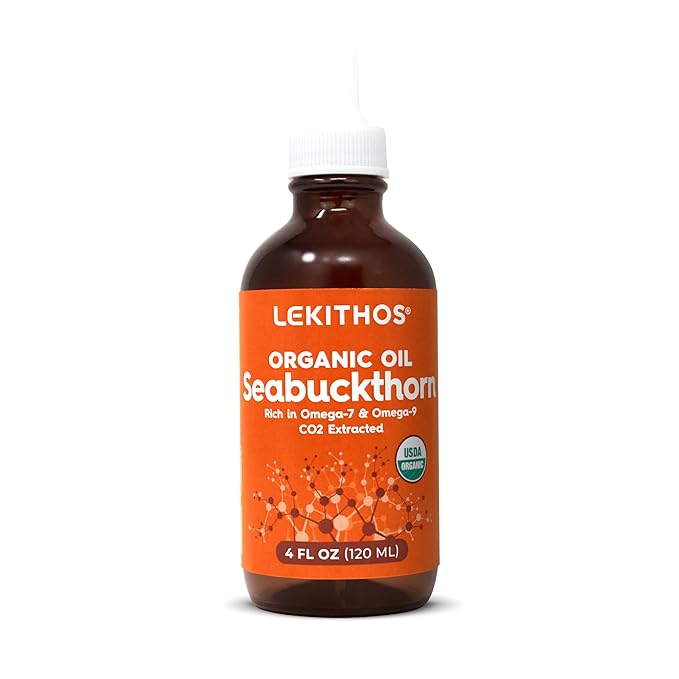 Organic Sea Buckthorn Oil | 4 FL OZ (120 ML) | CO2 Extract | Premium Omega 3-6-9 Complex | Skin Barrier Support | Promotes Cell Membrane | Dropper in Glass Bottle | Made In Germany