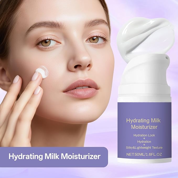 Hydrating Milk Moisturizing Cream, Moisturizer Face Cream, Deep Moisturizing, Silky Light and Non-Greasy, Vegan Plant Formula, Suitable for All Skin Types, 50ml
