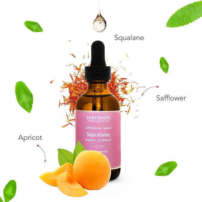 Squalane Facial Oil Blend, Face Moisturizer with Pure Squalane, Apricot Oil, Safflower Oil, Vitamin E for Deep Hydration, Anti Aging Natural Skin Care, 2 fl.oz | 60 ml