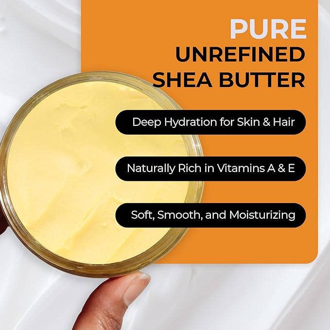 REAL African Shea Butter Pure Raw Unrefined From Ghana"IVORY" 8oz. CONTAINER