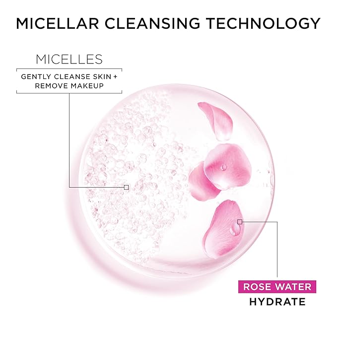 Garnier Micellar Water with Rose Water and Glycerin,Hydrating Facial Cleanser & Makeup Remover,For All Skin Types,Vegan,Cruelty Free,23.7 Fl Oz (700mL),(Pack of 2)