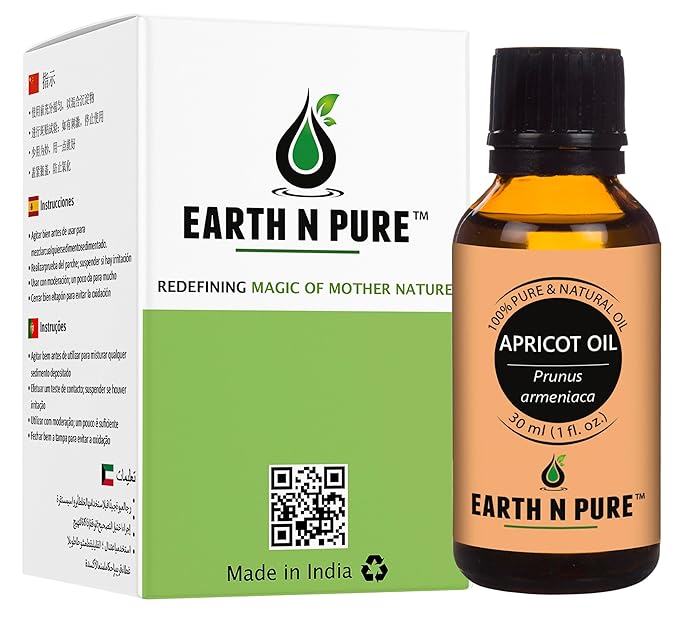Earth N Pure Apricot Oil (Khumani Oil) Cold Pressed, Natural and Therapeutic Grade 30 ml