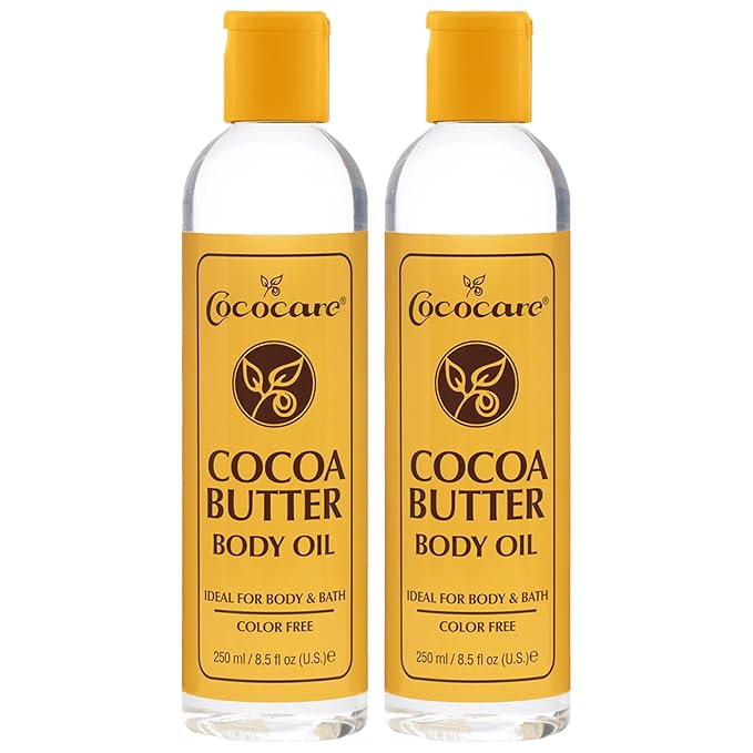 Cococare Cocoa Butter Body Oil 8.5 Fl Oz - Lightweight and Fast Absorbing - 2 Pack