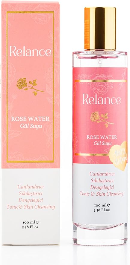 Relance Rose Water Tonic, Natural Skin Cleansing Solution, Pink, 100ml/3.38 Fl.oz, GMP Certified