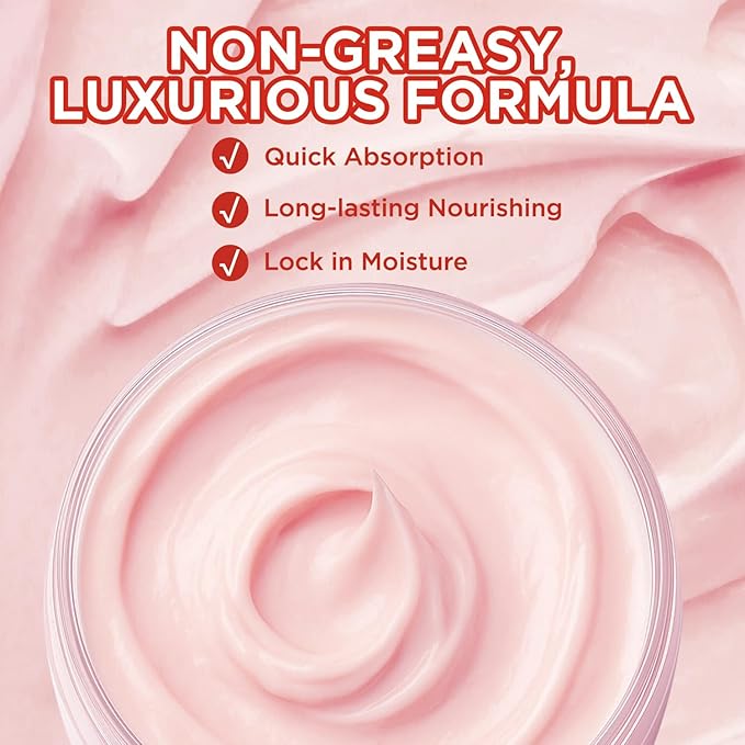 Rose Body Butter, Shea Body Butter for Women Dry Skin, Natural Rose Lotion for Body Care Smell Good-6.8 floz(200ml)