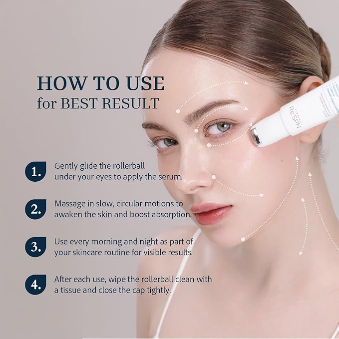 Re.SPN Peptide Firming Roller Eye Serum – For the Appearance of Tired Eyes - Hydrating Eye Care, Cooling Gua Sha Metal Applicator with Niacinamide, Vegan K-Beauty (0.67 fl oz)