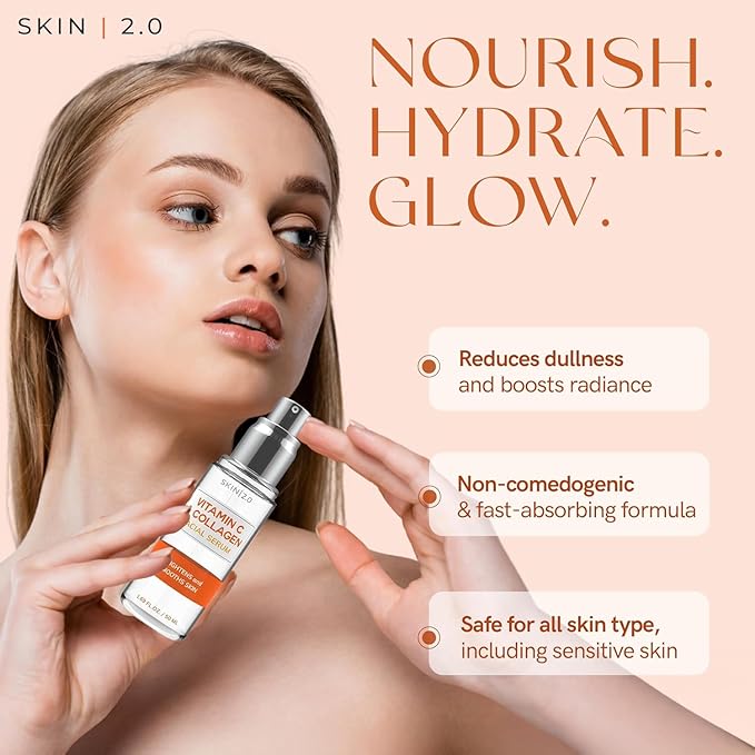 Skin 2.0 Vitamin C Serum with Collagen - Anti-Aging & Dark Spot Remover - Dermatologist Tested Korean Skincare for Brightening & Acne - Clean Beauty, Cruelty-Free, All Skin Types - 1.69oz (2-Pack)