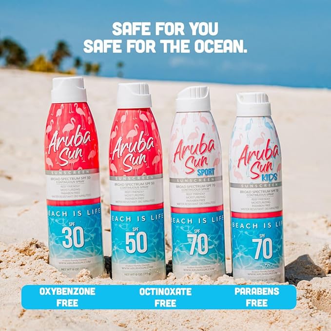 SPF 70 Sunscreen Spray 6oz - Reef Act Compliant no 67 Octinoxate & Oxybenzone Free - Sun Screen Broad Spectrum UVA/UVB - Sunscreen Waterproof and Non-Greasy