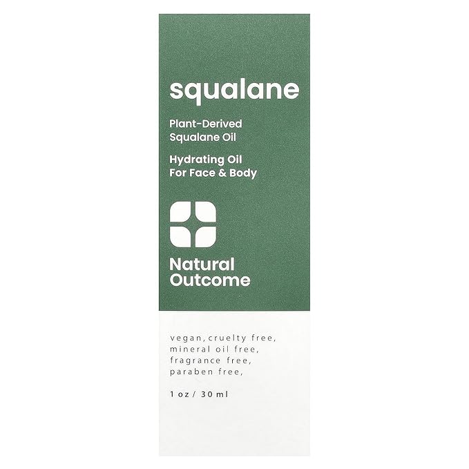 natural outcome Pure Squalane Oil l 100% Plant Derived Squalane Oil for Face, Body, Hair & Lips I Weightless Moisturizing Oil Firms Skin, Reduces Fine Lines & Enhances Skin Elasticity I 1 oz