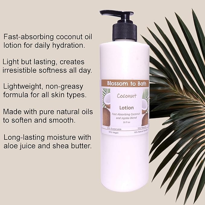 Blossom to Bath Coconut Lotion (16 ounce) - Phthalate Free Fragrance - Absorbs Quickly with a Bold Tropical Scent