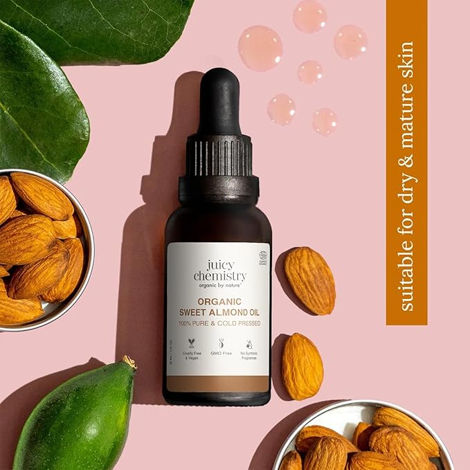 Juicy Chemistry - Certified Organic 100% Natural Carrier Oil w/Cold Pressed Sweet Almond for Radiant Skin (30ml)