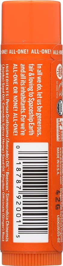 Dr Bronner's, Lip Balm Orange Ginger Organic, 0.15 Ounce