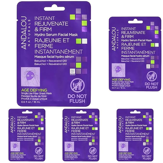 Andalou Naturals, Age Defying Instant Rejuvenate & Firm Sheet Mask (Pack of 5)