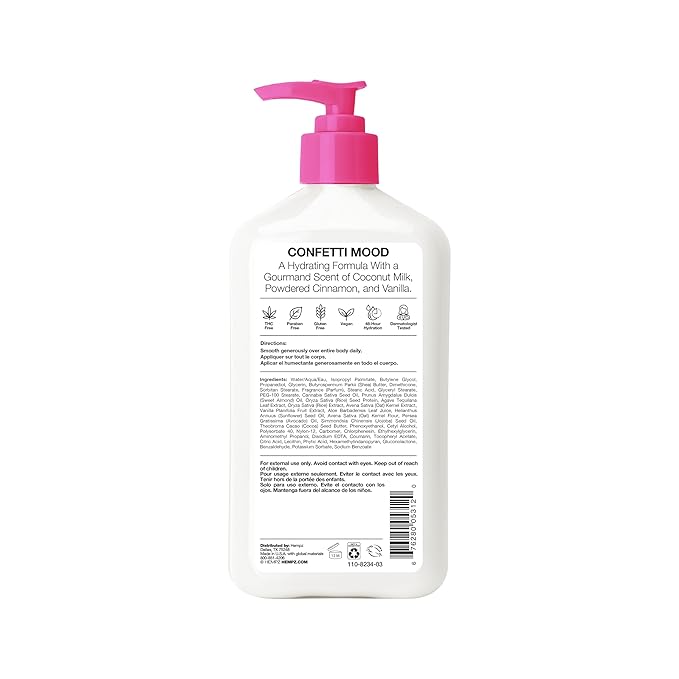 Hempz Body Lotion - Buttercream Vanilla Cake Celebration - Limited Edition Daily Moisturizing Cream, Shea Butter, Aloe - Skin Care Products, Hemp Seed Oil - 17 Oz