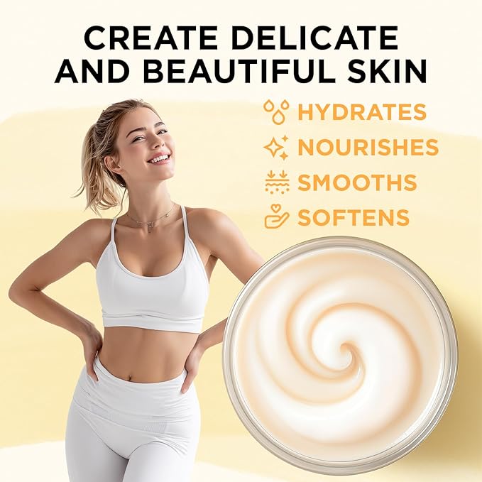 Vanilla Whipped Shea Body Butter, Natural Whipped Shea Butter for Women Dry Skin, Vanilla Scented Body Care, Gentle Hydration with Long Lasting Moisture 6.8 floz