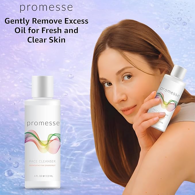 promesse Acne Control Facial Cleanser with Glycolic & Salicylic Acid | Anti Aging Gentle Exfoliating Face Wash | Grapefruit Scented Hydrating Cleanser with Natural Ingredients for Skin Wash - 4 fl oz
