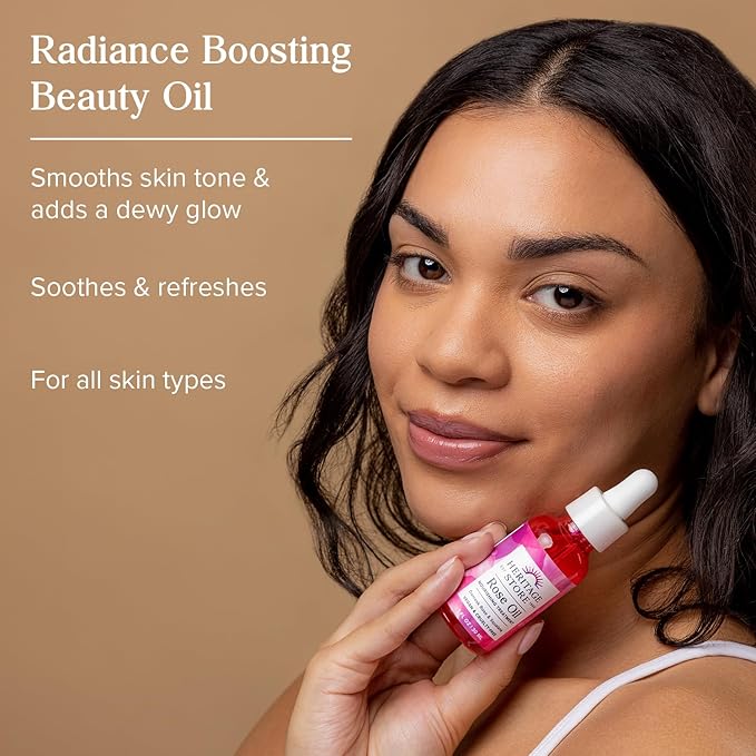 HERITAGE STORE Rose Oil Nourishing Treatment - Hydrating Face Oil for a Natural Glow - Dry to Combination Skin Care w/Organic Rosehip Seed, Damask Rose, Squalane Oil, Vegan, 60-Day Guarantee, 1oz