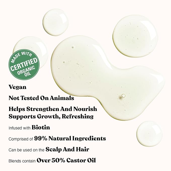 Red by Kiss Professional 99% Natural Hair Oil, Organic Vegan Oil Blend for Strengthen & Refresh Hair, Biotin Infused, Nourish Add Shine & Smooth Hair (Castor & Mint, 2.5 Fl Oz)