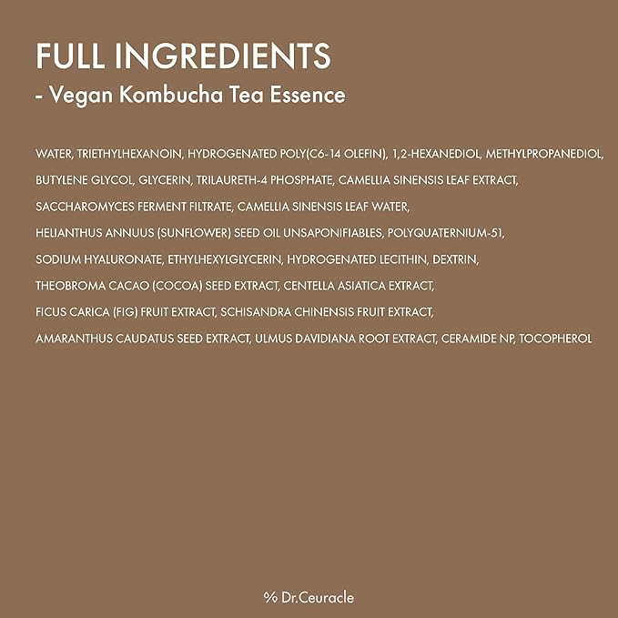 Dr.Ceuracle Vegan Kombucha Tea Essence - Hydrating Milky Toner with Kombucha Tea Extract, Centella Asiatica, Ceramide, Korean Skincare Essence (150 ml / 5.07 fl. oz.)