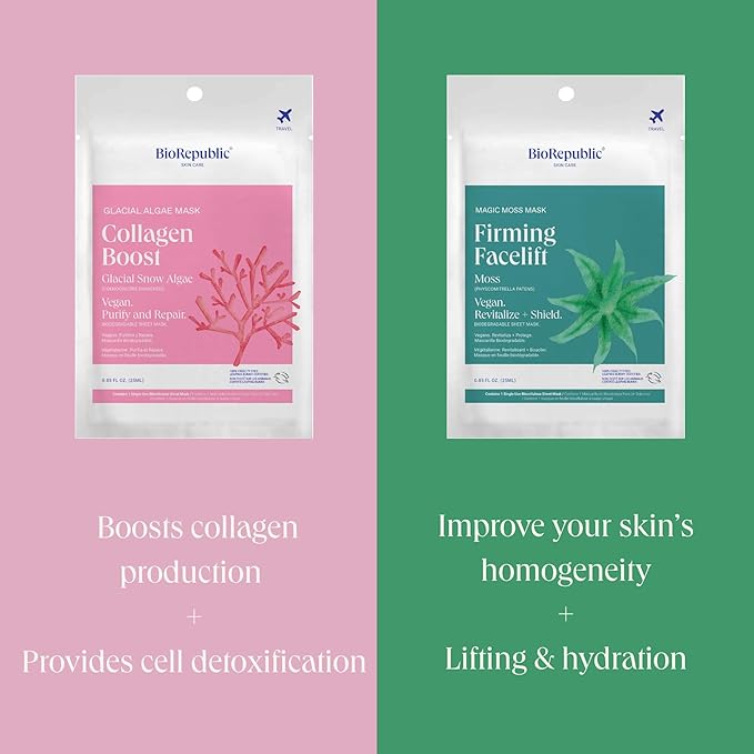Exotic Rare Ingredient BioRepublic SkinCare Biocellulose Facial Masks | Nature Inspired, Cruelty Free Facial Masks with Botanical Extracts | Hydrates, Brightens, Reduces Redness | Pack of 4