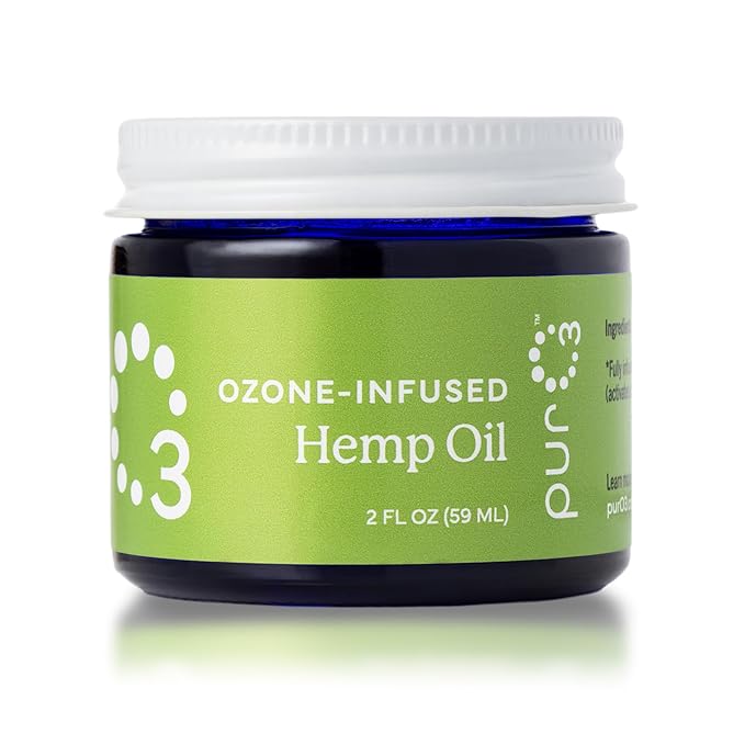 PurO3 Fully Ozonated Hemp Oil - Pure, Natural, Skin Care for Face & Body from Ozonated, Oxygenated Hemp Oil - Glass Jar, 2 oz