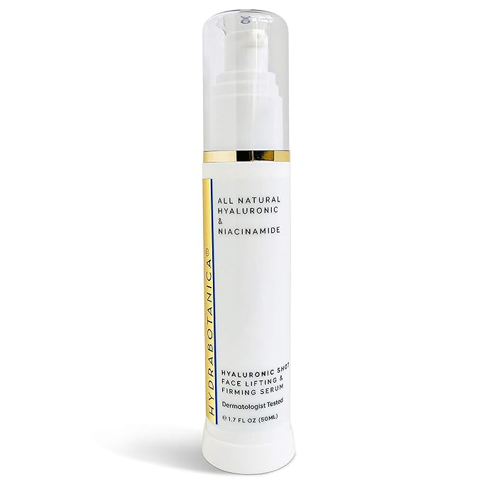 HYALURONIC SHOT Anti-aging Face Lifting Firming Serum 1.7oz–All Natural Organic Vegan+Advanced Science Hyaluronic Acid, Niacinimade Plump Tighten Hydrate Smooth wrinkles-NO ALCOHOL
