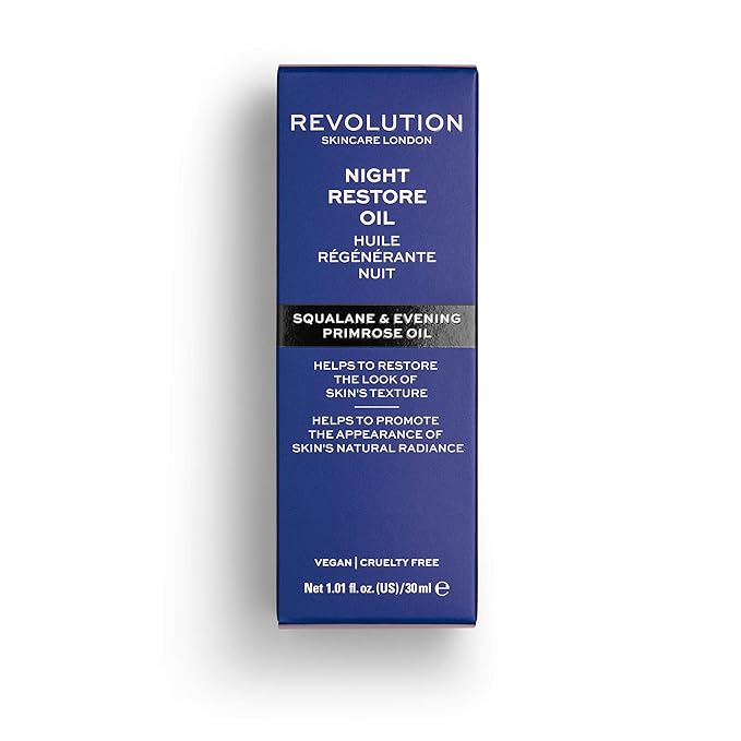 Revolution Skincare Night Restore Oil, Body Oil To Promote Skin's Natural Radiance, Vegan & Cruelty Free, 1.01fl.oz/30ml