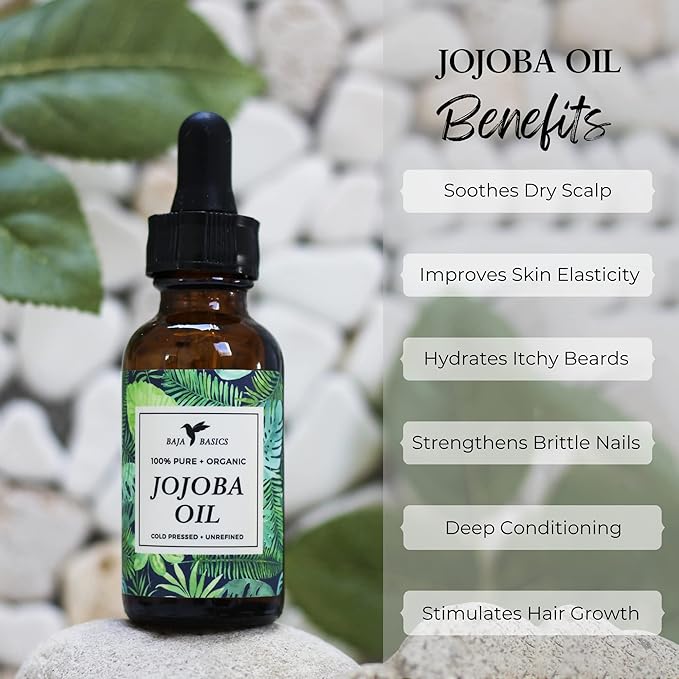 Baja Basics Pure Jojoba Oil for Skin Cold Pressed Moisturizer for Face, Body, Nails and Hair – Multi-Purpose Beauty Product – Vitamin E – Anti-Aging, Hydrating Oil for Men and Women – 4 oz Bottle