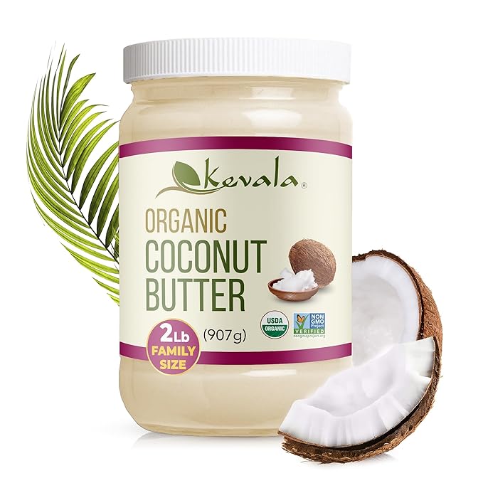 Kevala Organic Coconut Butter - Natural Plant-Based Sandwich Spread, Made in USA, Spreadable Coconut Cream for Daily Baking and Cooking, Nutritious Addition to Snacks and Breakfasts, 2 lb