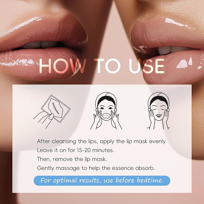 AKARY Milk 5 Pcs Moisturizing Lip Mask, Lip Sleep Gel Pads Mask Bulk for Moisturizing, Patches Let Skin Smoothing, Exquisite, Remove Dead Skin, Keep Plump & Wrinkle, for Dry or Chapped Lips (5)