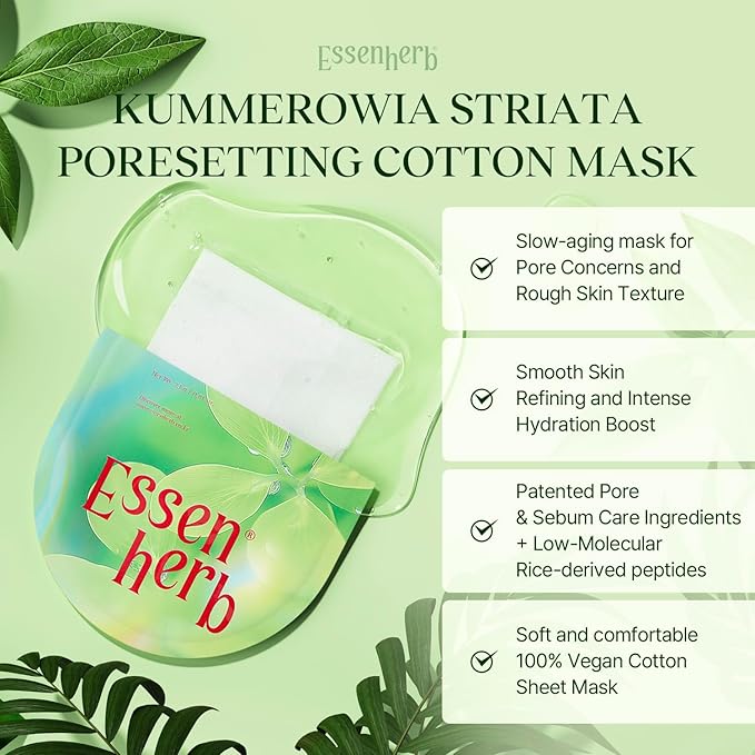 Tea Tree Relief Cotton Mask, Soothing & Hydrating, Vegan, Korean Skin Care Face Mask 23g*5sheets (Kummerowia Striata)
