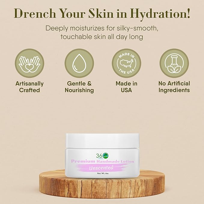 360Feel Unsented Body Lotion - Hydrates with Coconut & Olive Oil, Plant-Based, Non-Greasy, Sensitive Skin, All Day Use